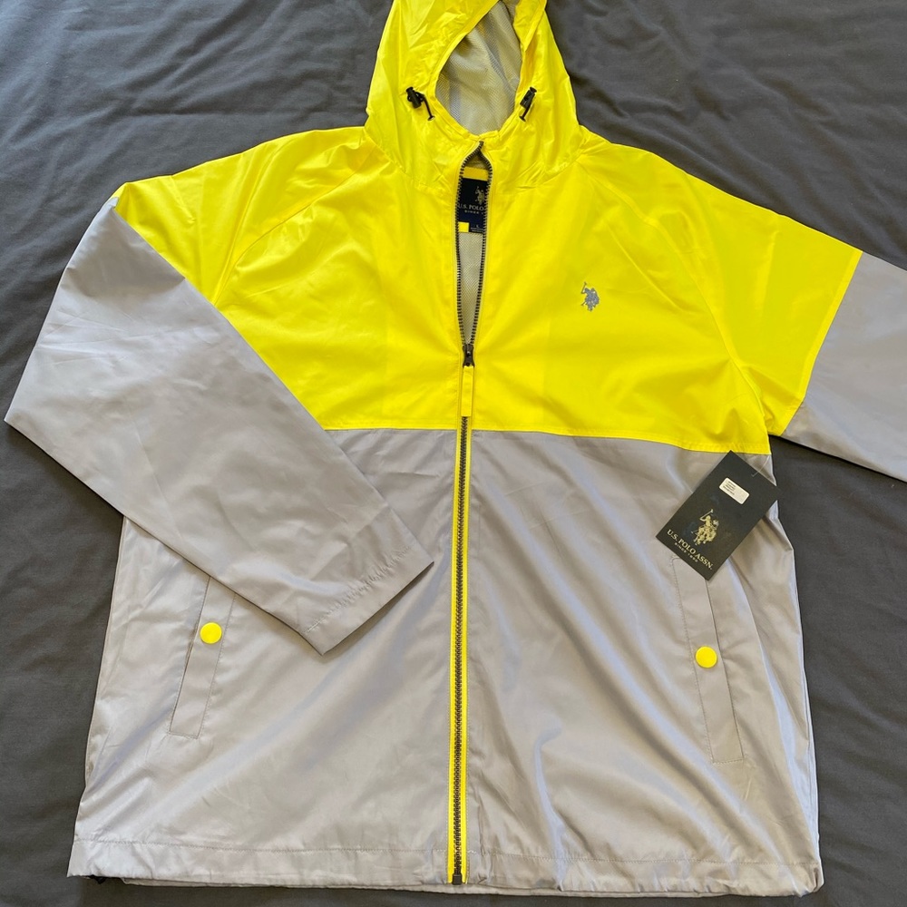 Yellow and grey polo windbreaker